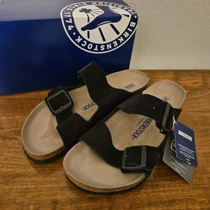Birkenstock Arizona Black Suede, Soft Footbed Sandals.  Womens 40, Size 9